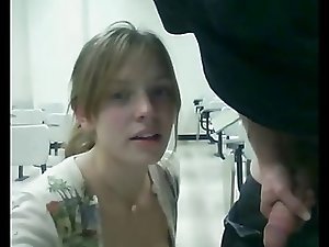 Girlfriend Sucking Cock and Facial in the Classroom xIJWHx